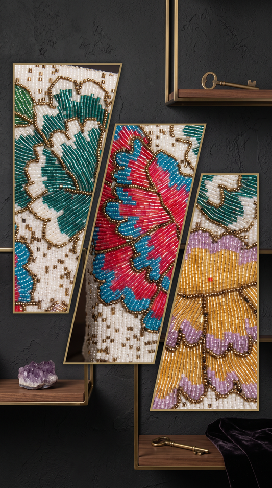 Beaded Peony Bloom Handbag | Ivory Multicolor Parties & Weddings| Amal Ayub