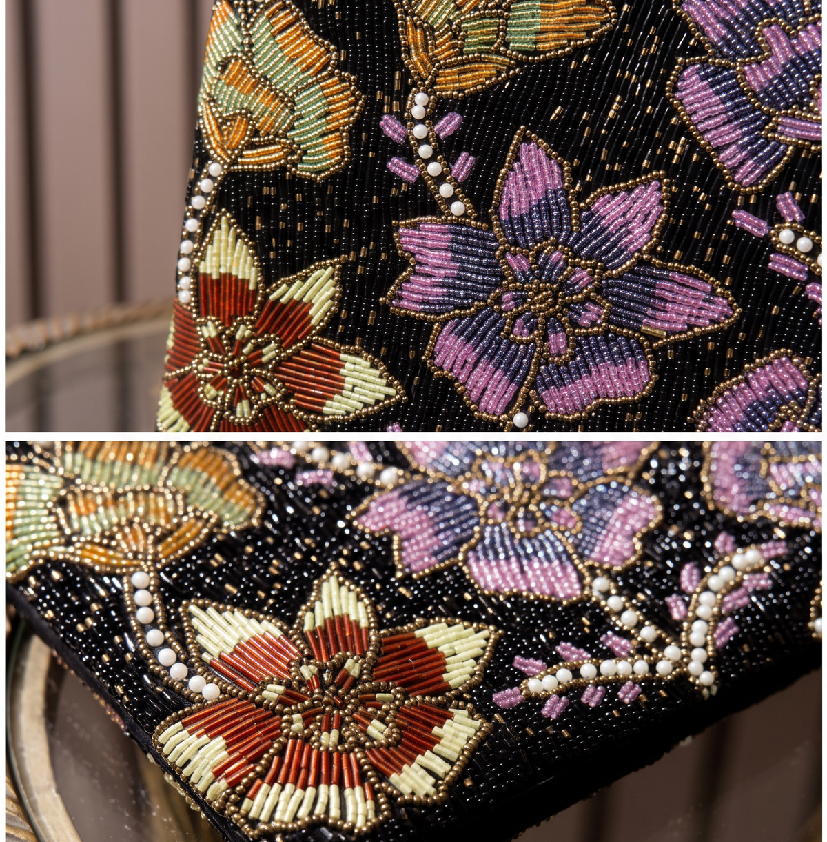 Black Lavender | Midnight Garden Hand-Beaded Tote Bag | Amal Ayub