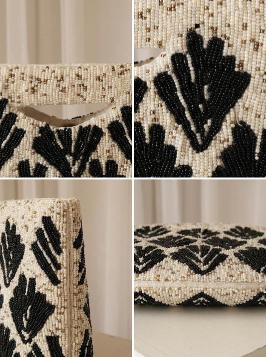 Black and White hand embellished bag
