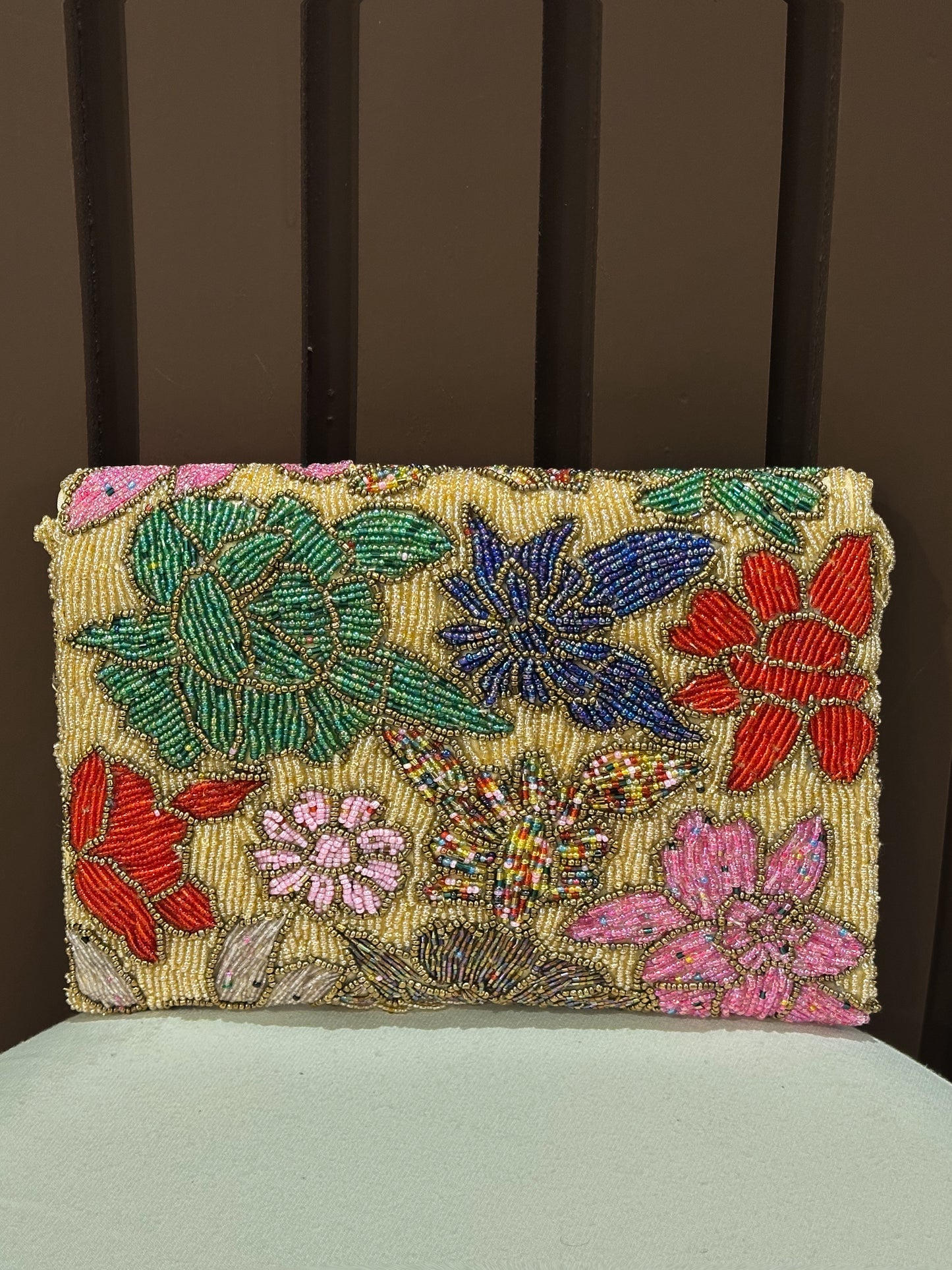 Handcrafted Floral Beaded Clutch Bag | Amal Ayub
