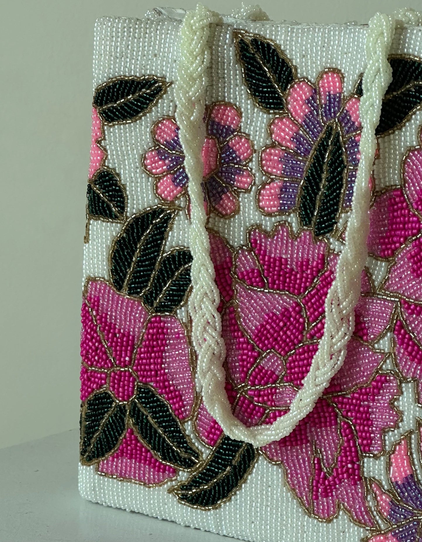 Multicolour floral beaded handbag