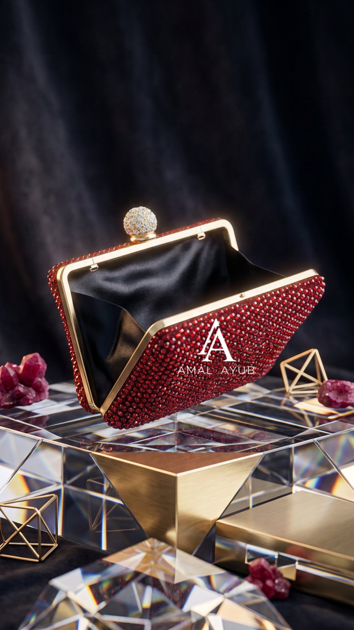 Swarovski Red Evening Clutch Bag | Party & Bridal Clutch | Mini Clutch – Amal Ayub