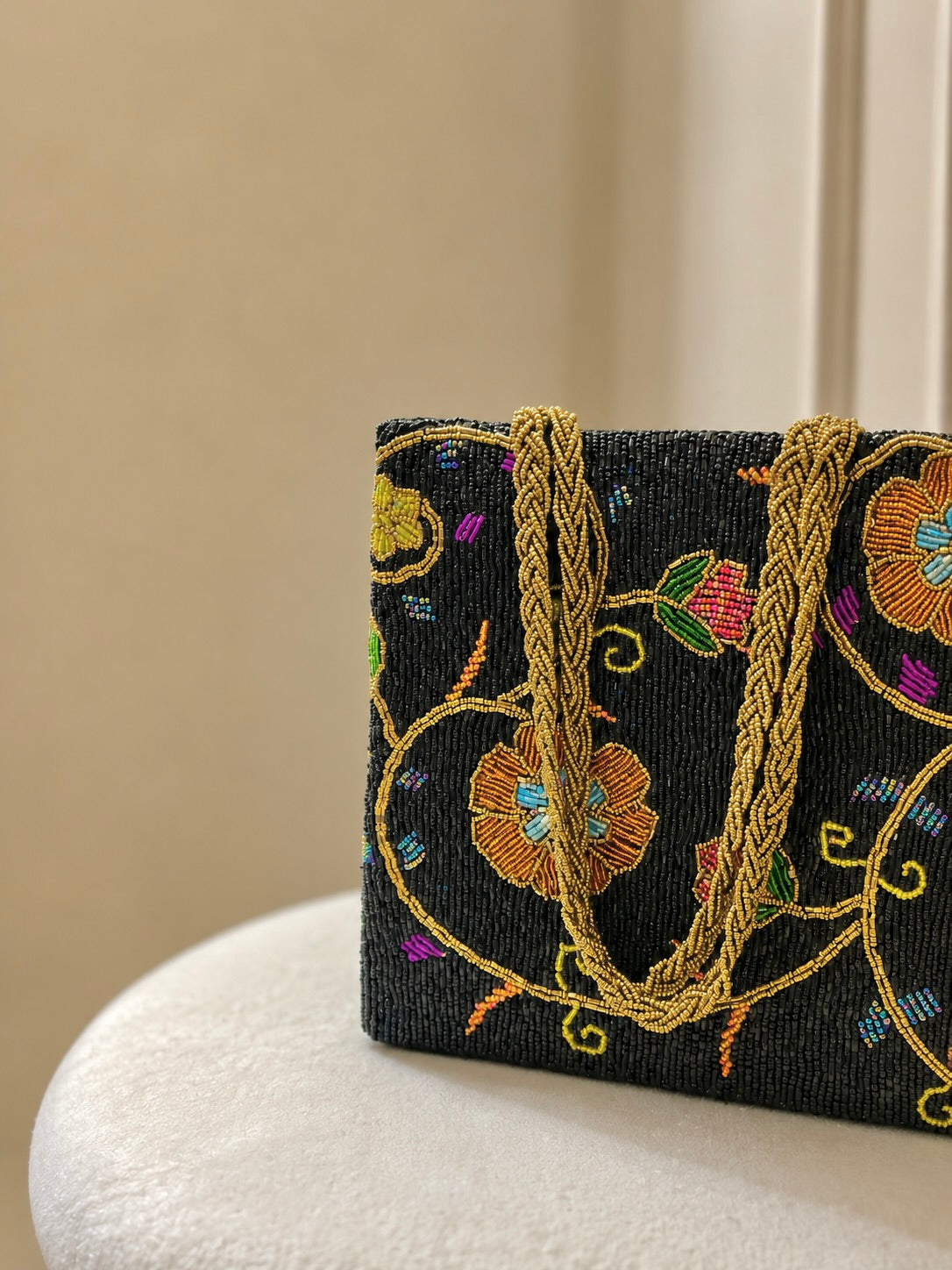 Black Festive Handmade Beaded Evening Purse | Pakistan