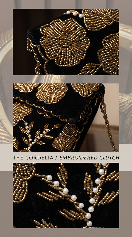 Beaded Dark Bottle Green Clutch | Perfect for weddings and parties