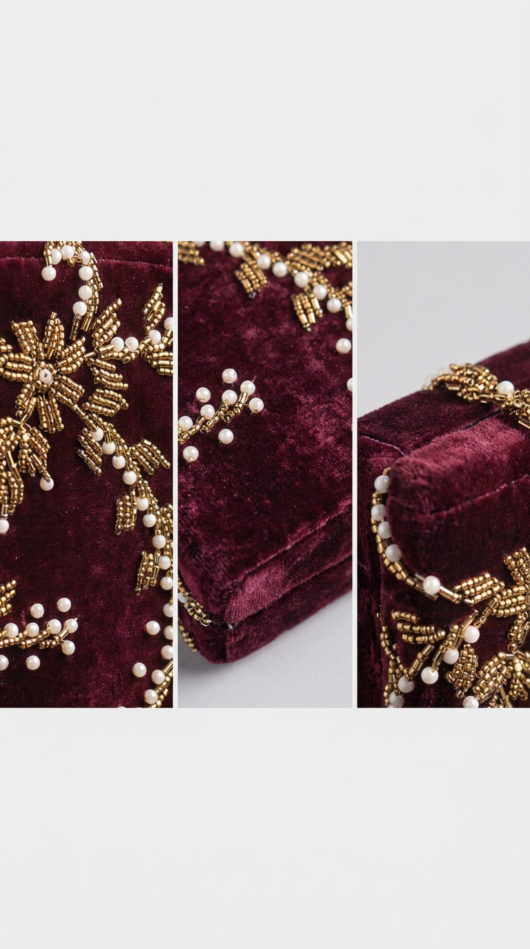 Beaded Pearl Maroon Mini Bag | Weddings