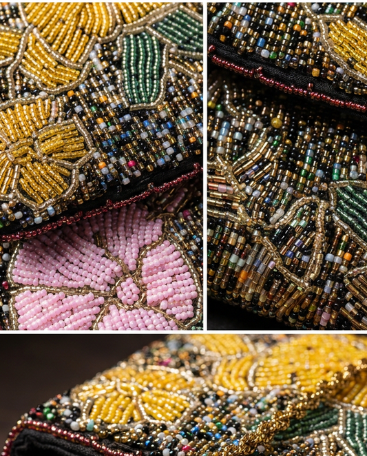 Beaded Black and Grey Handmade clutch | Weddings and Parties