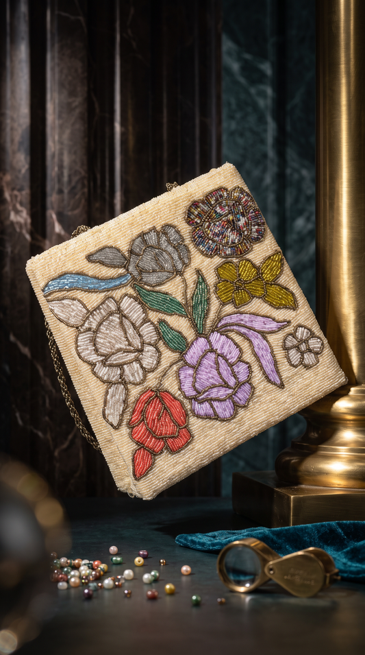 Multicolour Floral Beaded Clutch – Handcrafted Luxury Evening Bag