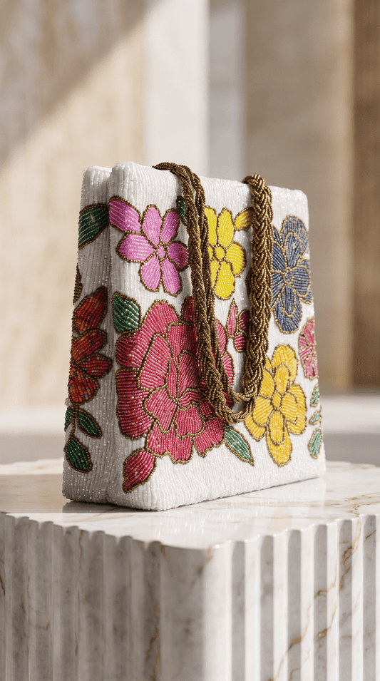 Floral Beaded Handbag for ladies | Weddings and Parties - Amal Ayub