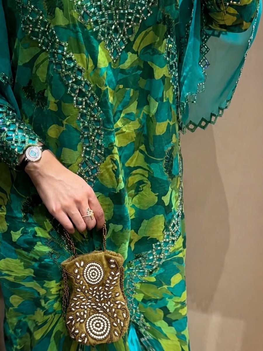 Gold Pearl work potli purse girls - Amal Ayub