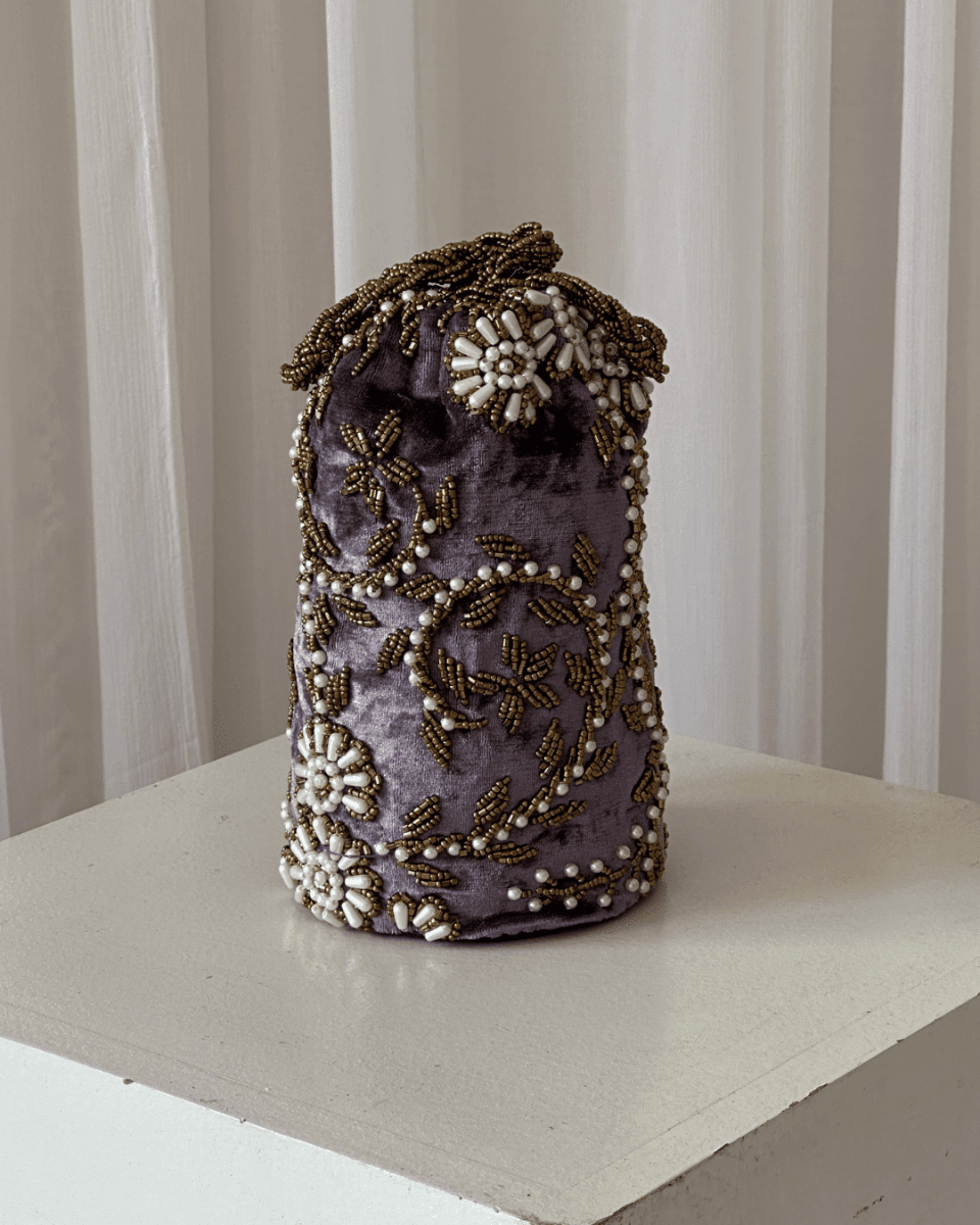 Mauve Hand embellished Potli hand embellished bag Amal Ayub