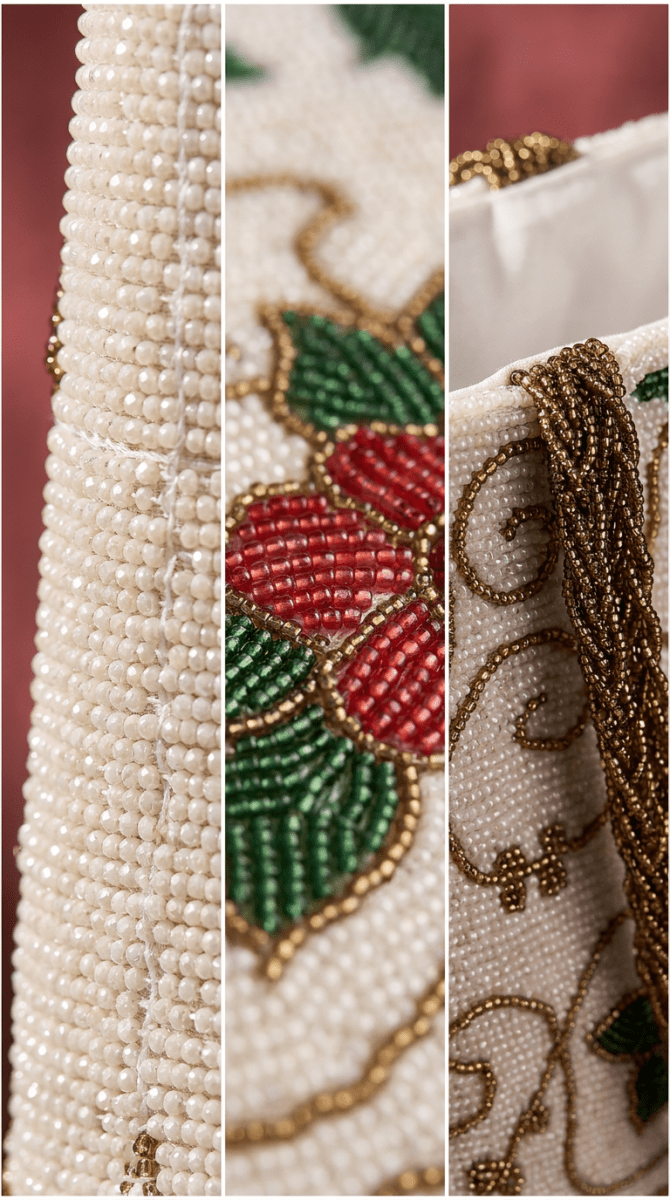 Red Floral Beaded Statement Bag - Amal Ayub