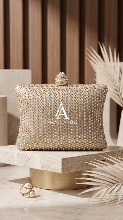 Swarovski Golden Evening Clutch Bag | Bridal & Party Clutch – Amal Ayub