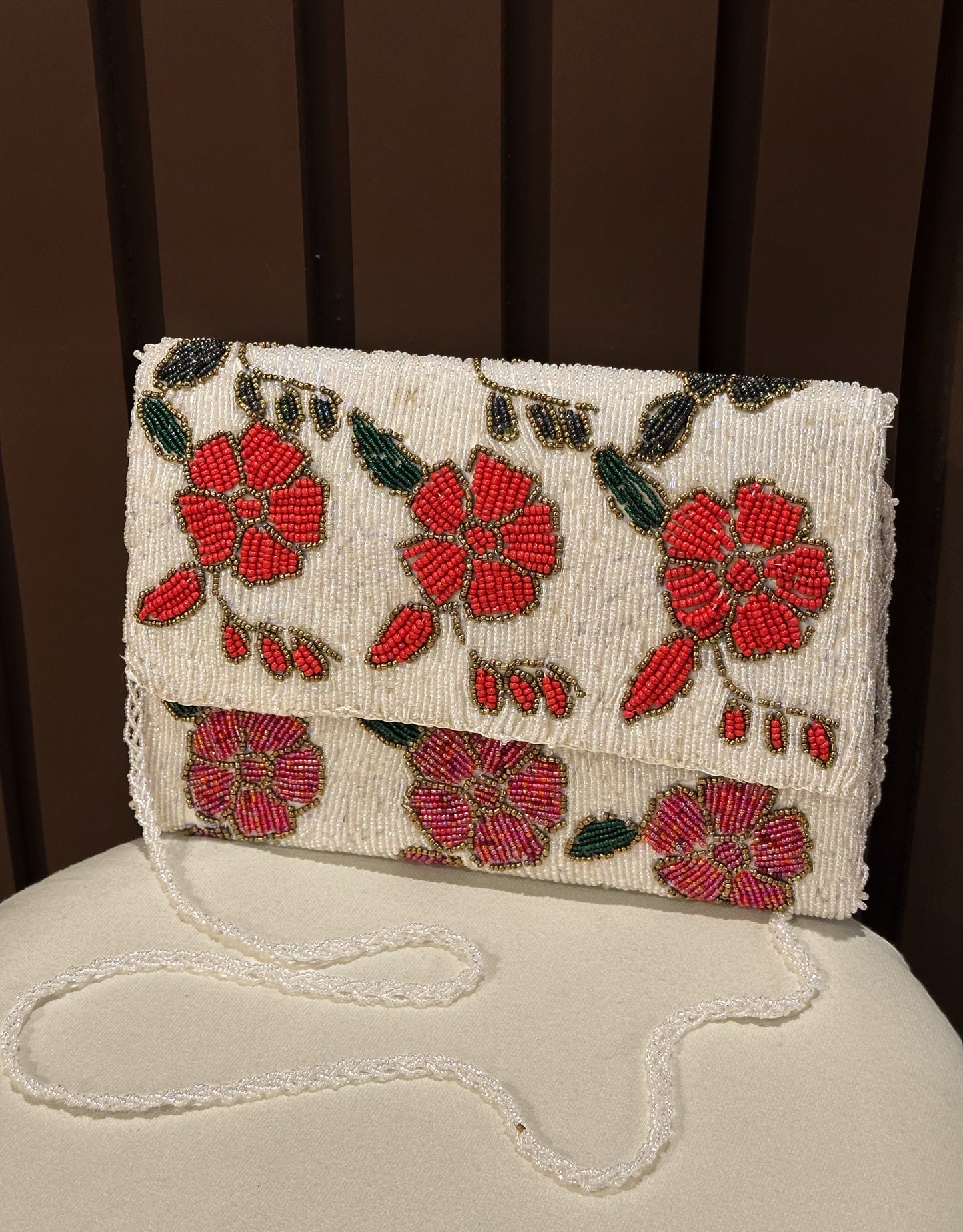 Hand embellished clutch
