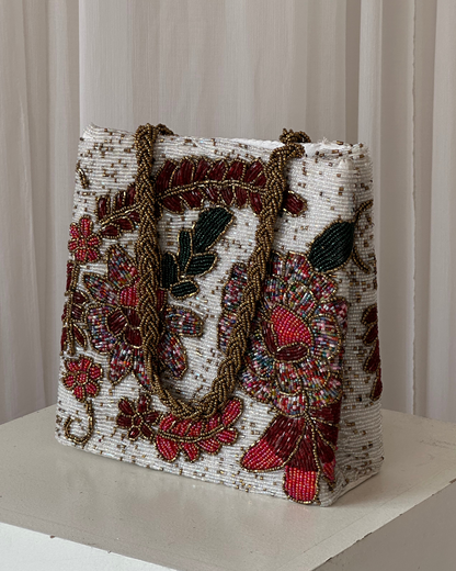 Multicolour patchwork embellished bag