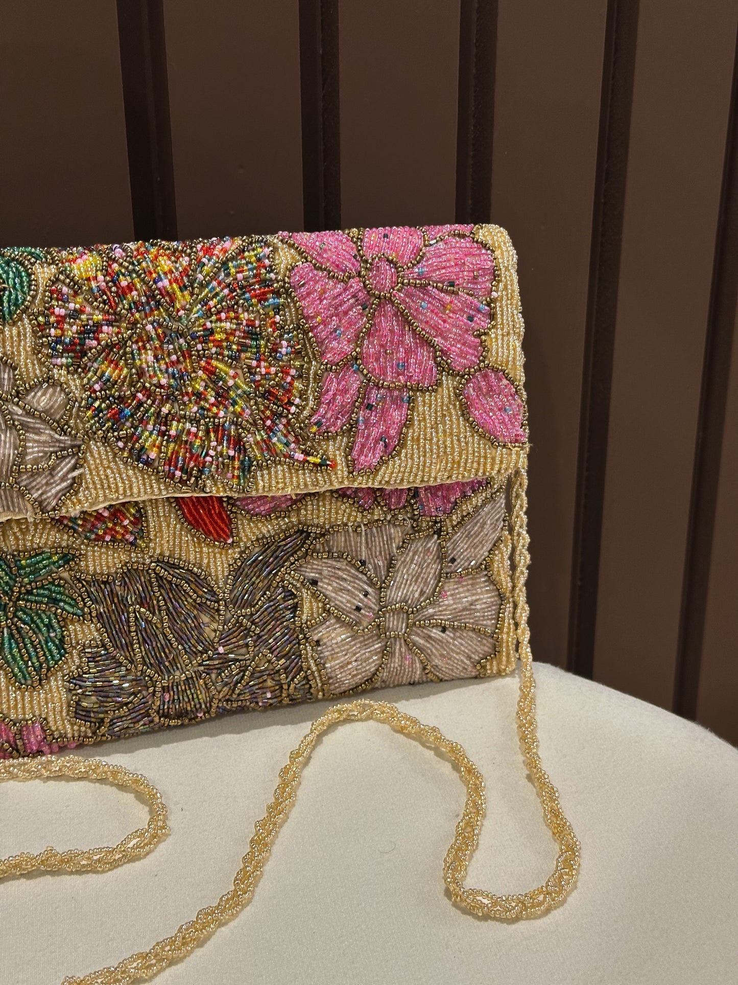 Handcrafted Floral Beaded Clutch Bag | Amal Ayub