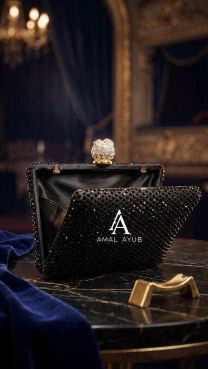 Swarovski Black Evening Clutch Bag | Party & Wedding Clutch – Amal Ayub