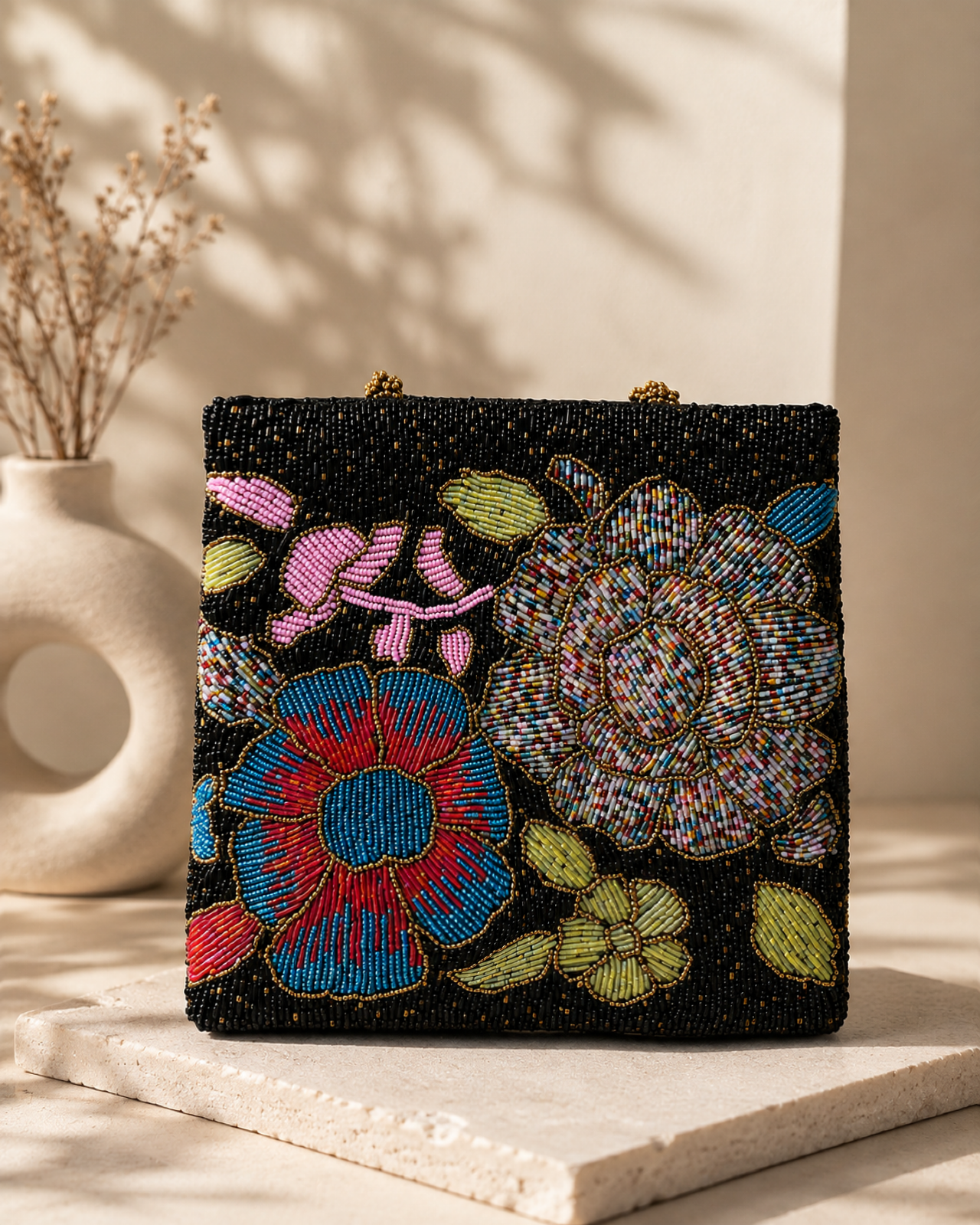 Black Bloom Multi Floral Bag | Evenings and Wedding bag  for ladies and girls