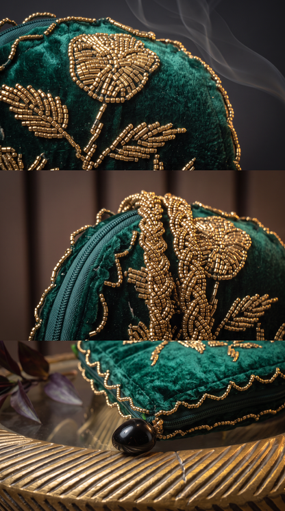 Beaded Green Potli Handmade bag | Parties and Weddings