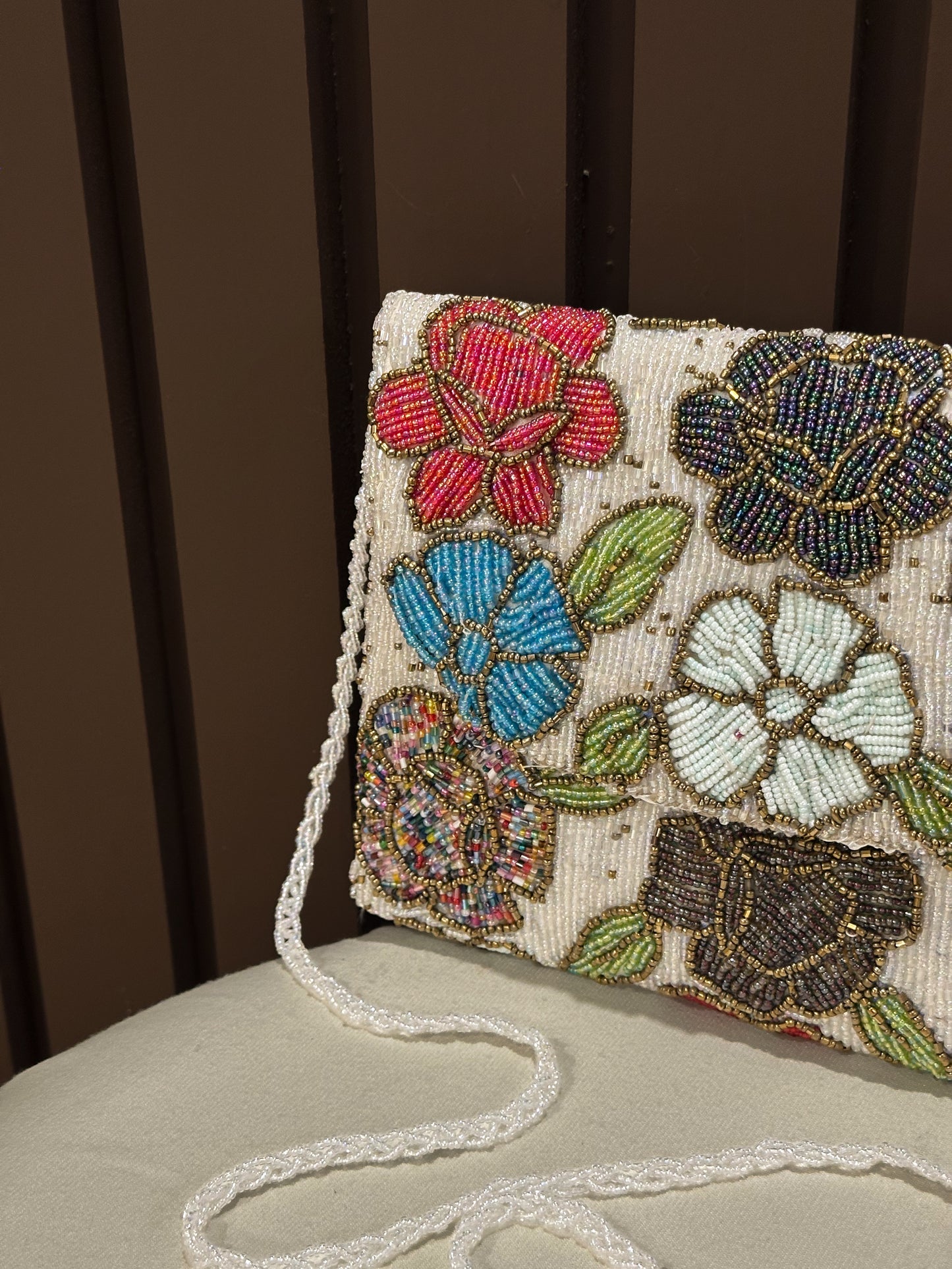Hand embellished clutch