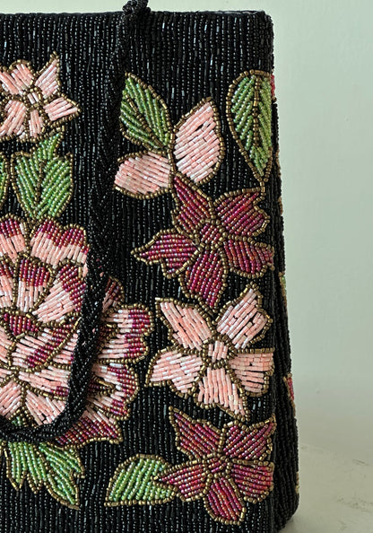 Floral hand beaded ladies handbag