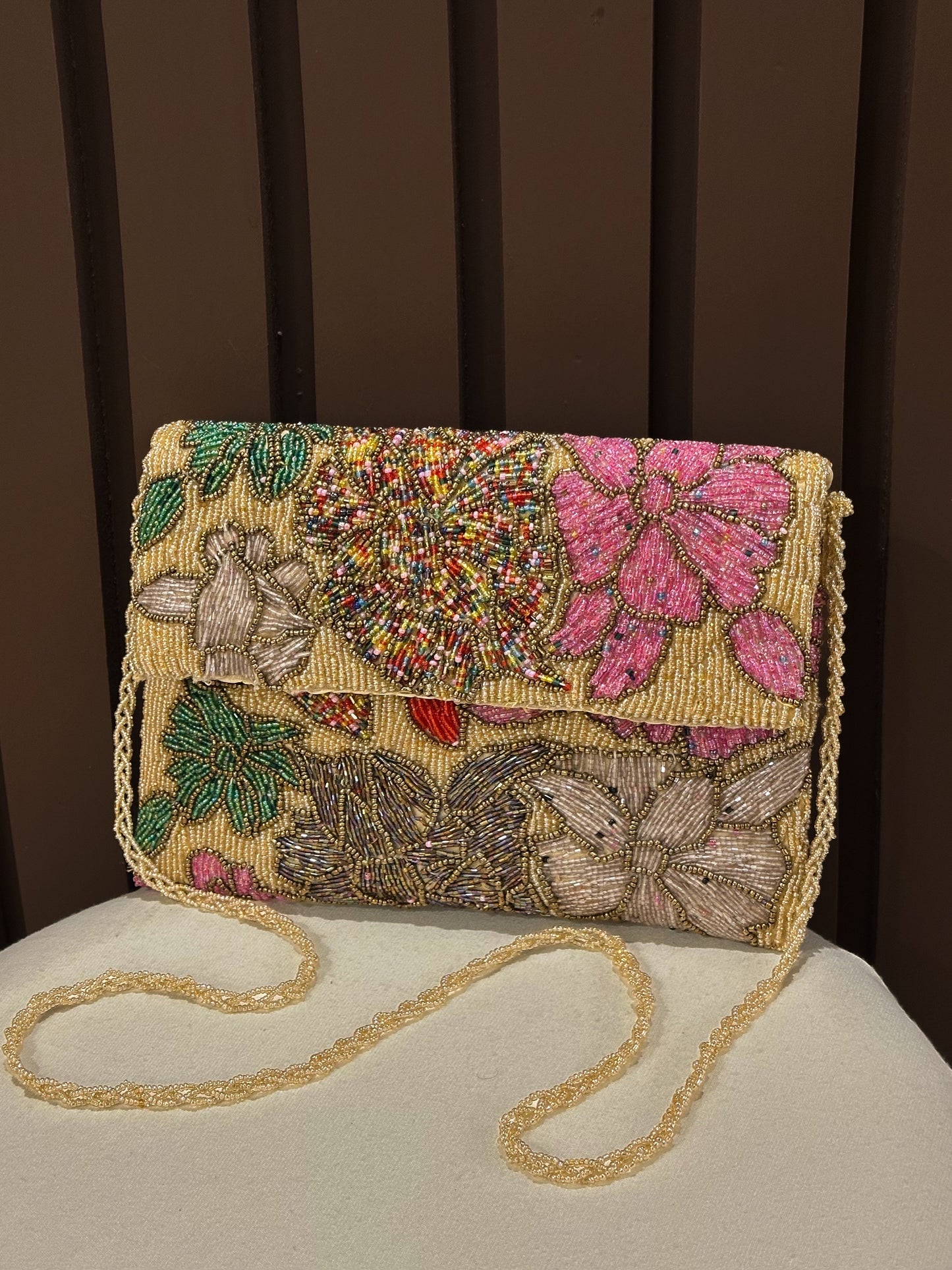 Handcrafted Floral Beaded Clutch Bag | Amal Ayub