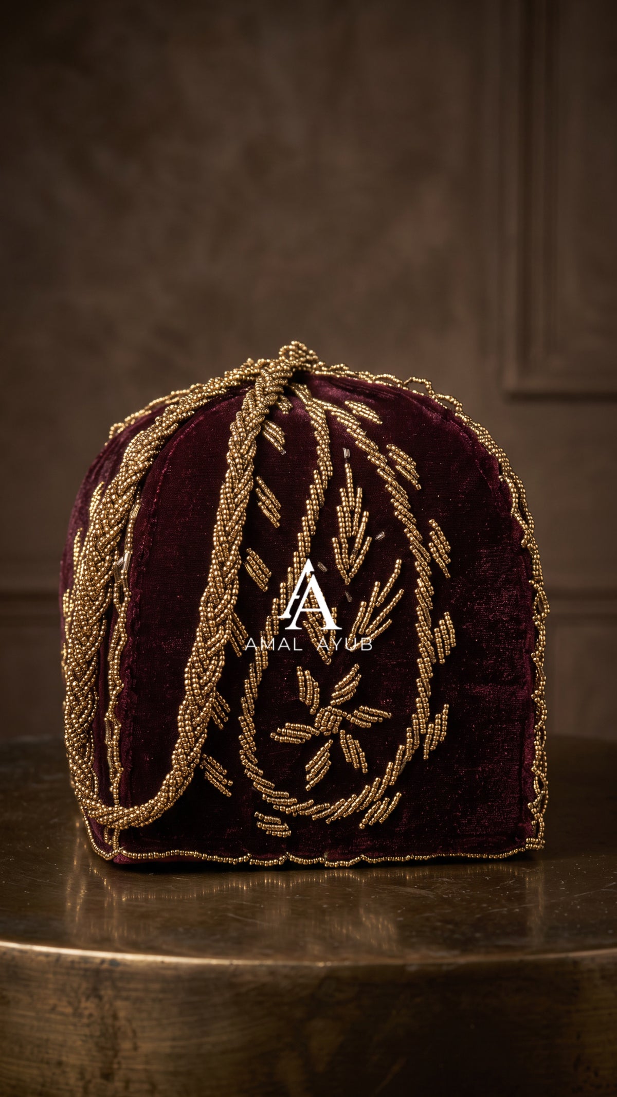 Maroon & Gold work handmade Potli | Weddings and Parties