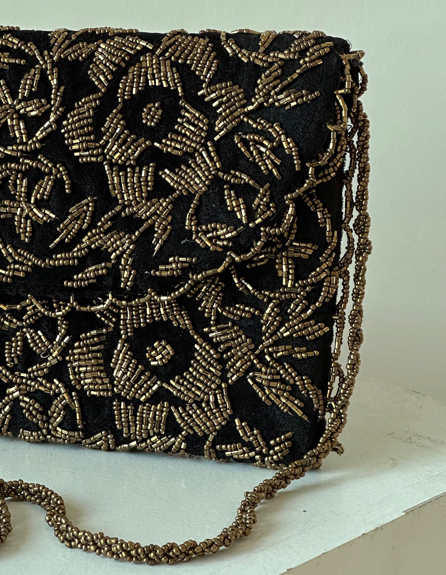Black gold embellished ladies bag