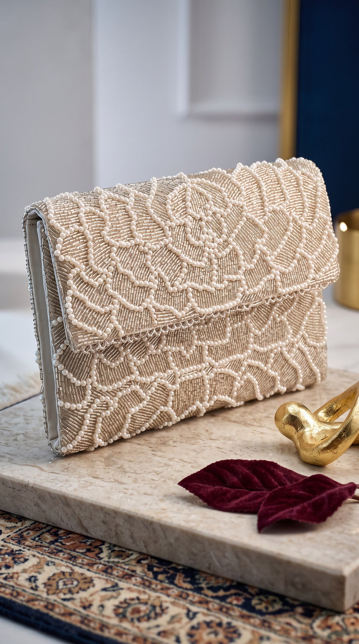Pearl & Beaded Luxury Evening Clutch