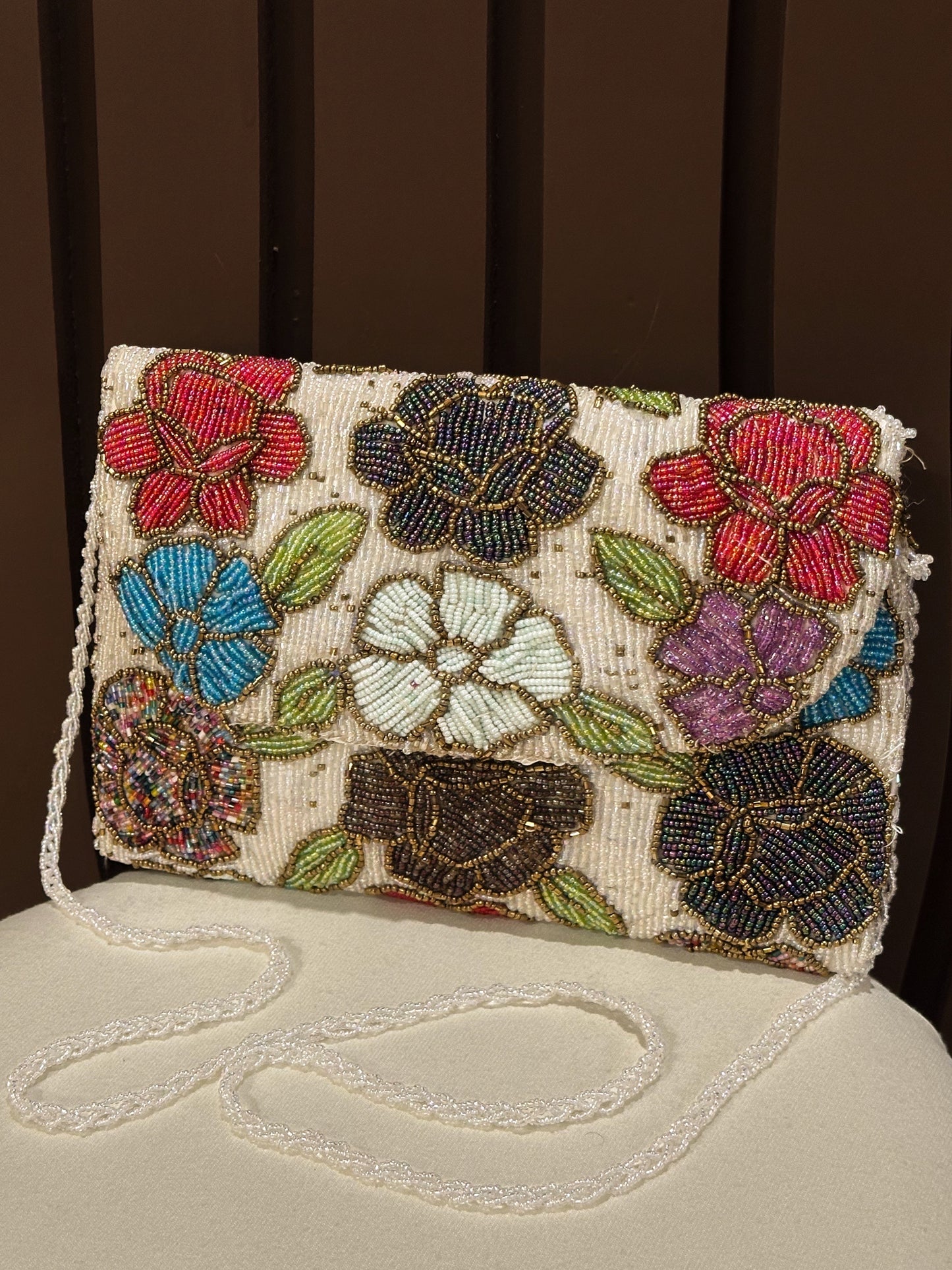 Hand embellished clutch
