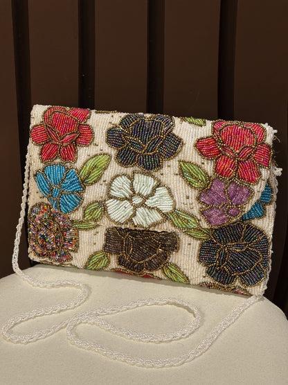 Hand embellished clutch