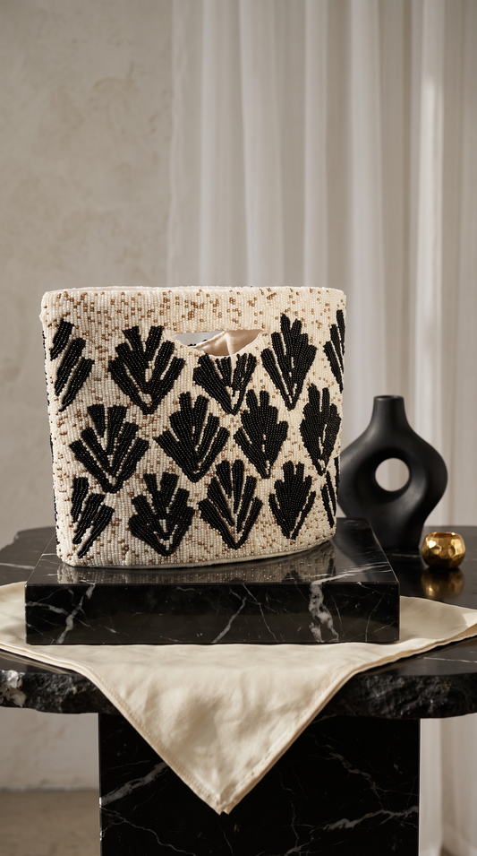 Black and White hand embellished bag