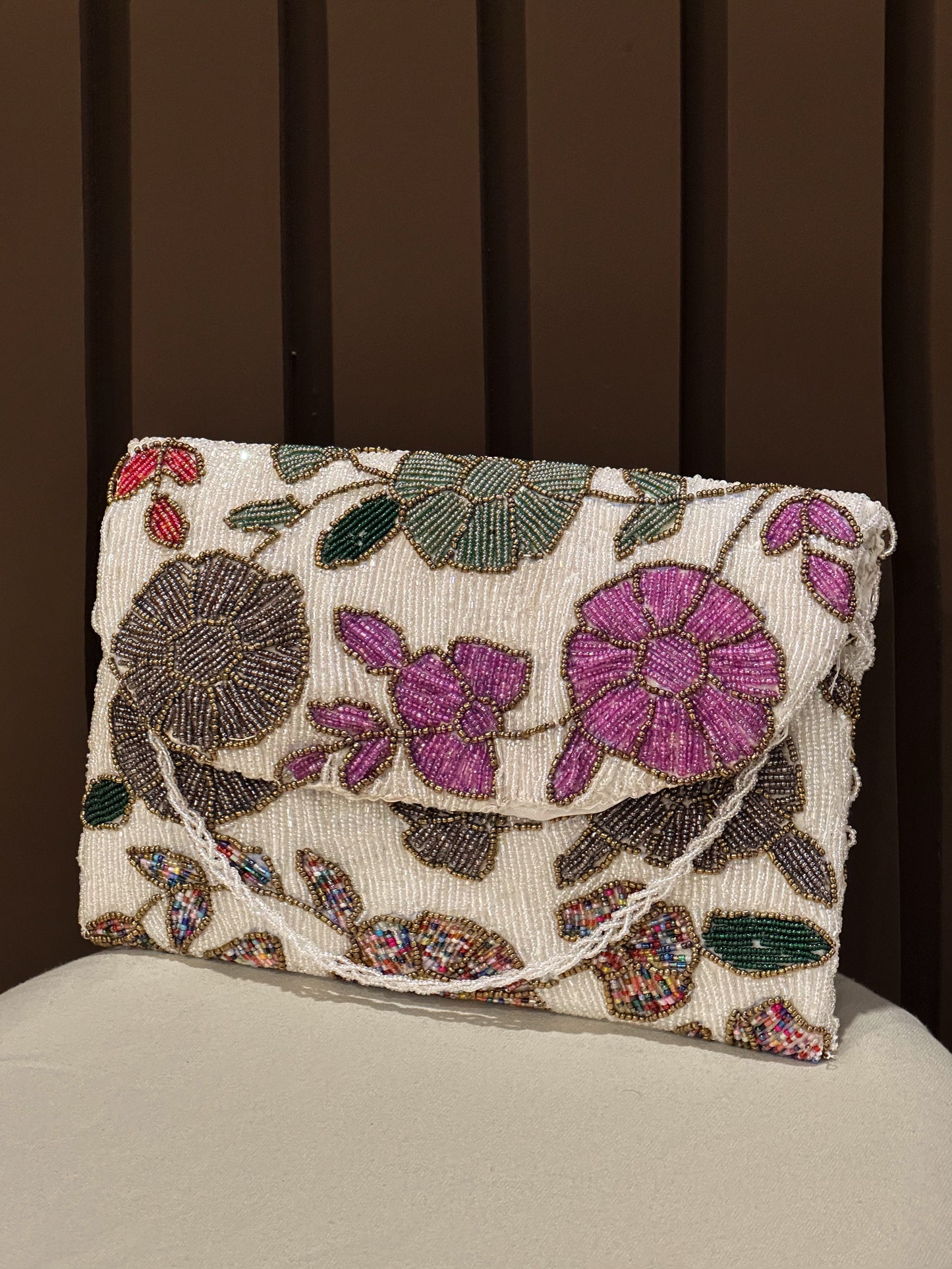 Hand embellished clutch