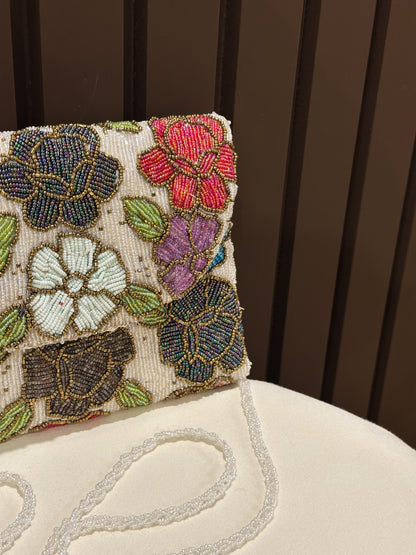 Hand embellished clutch