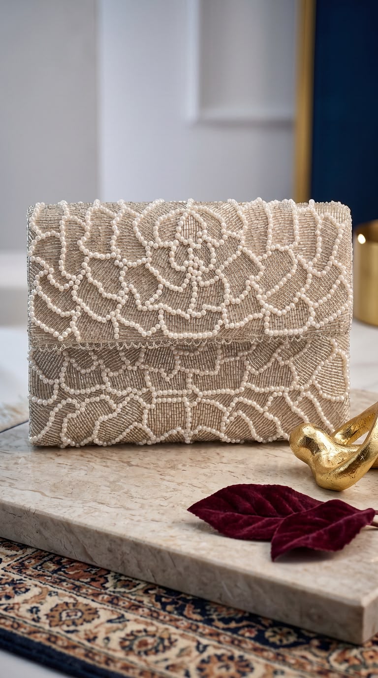Pearl & Beaded Luxury Evening Clutch
