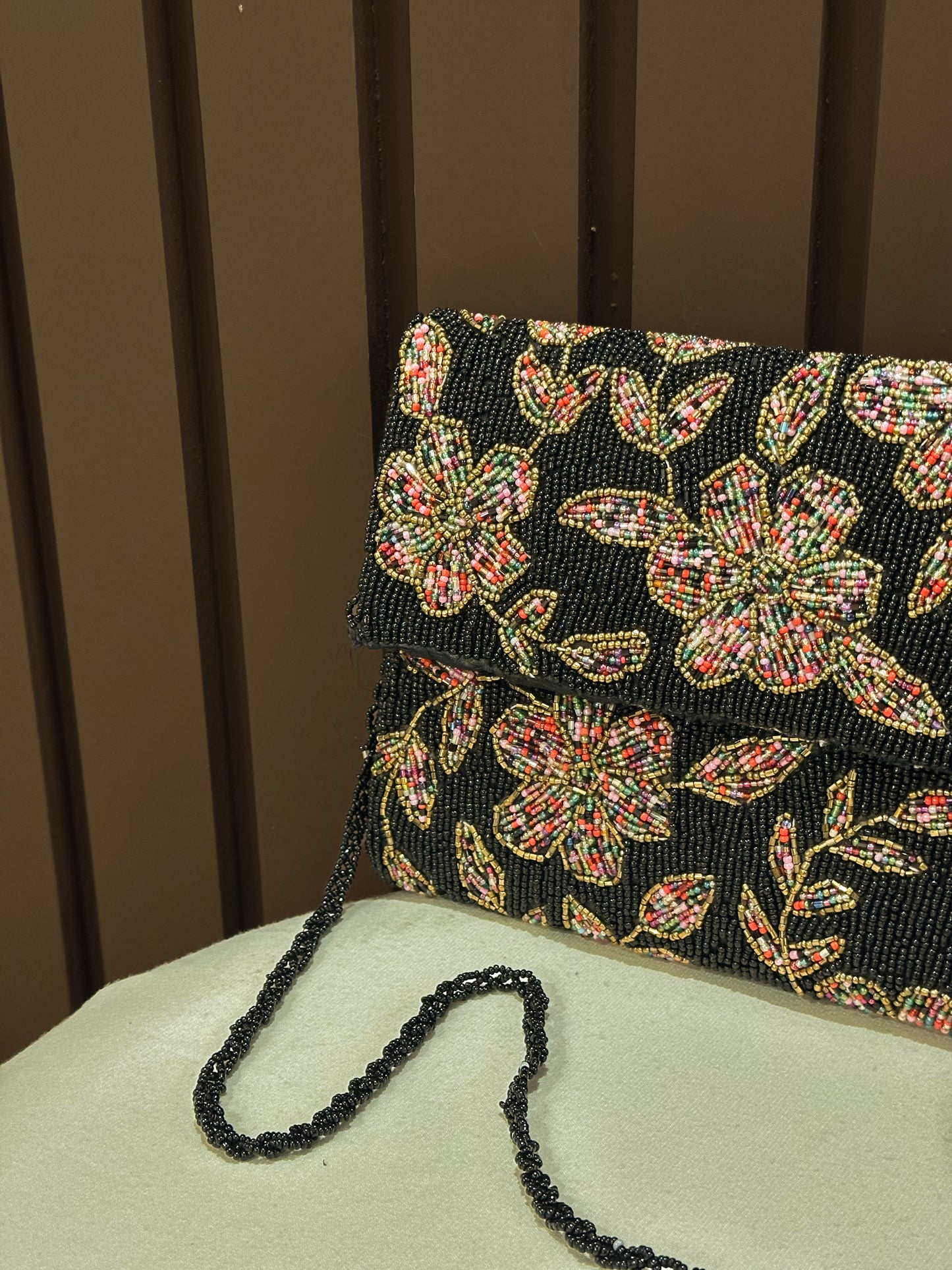 Noir Tapestry Handcrafted Beaded Evening Clutch | Amal Ayub