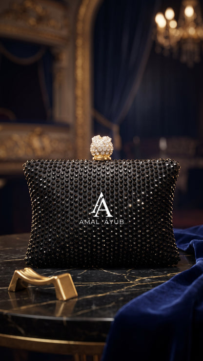 Swarovski Black Evening Clutch Bag | Party & Wedding Clutch – Amal Ayub