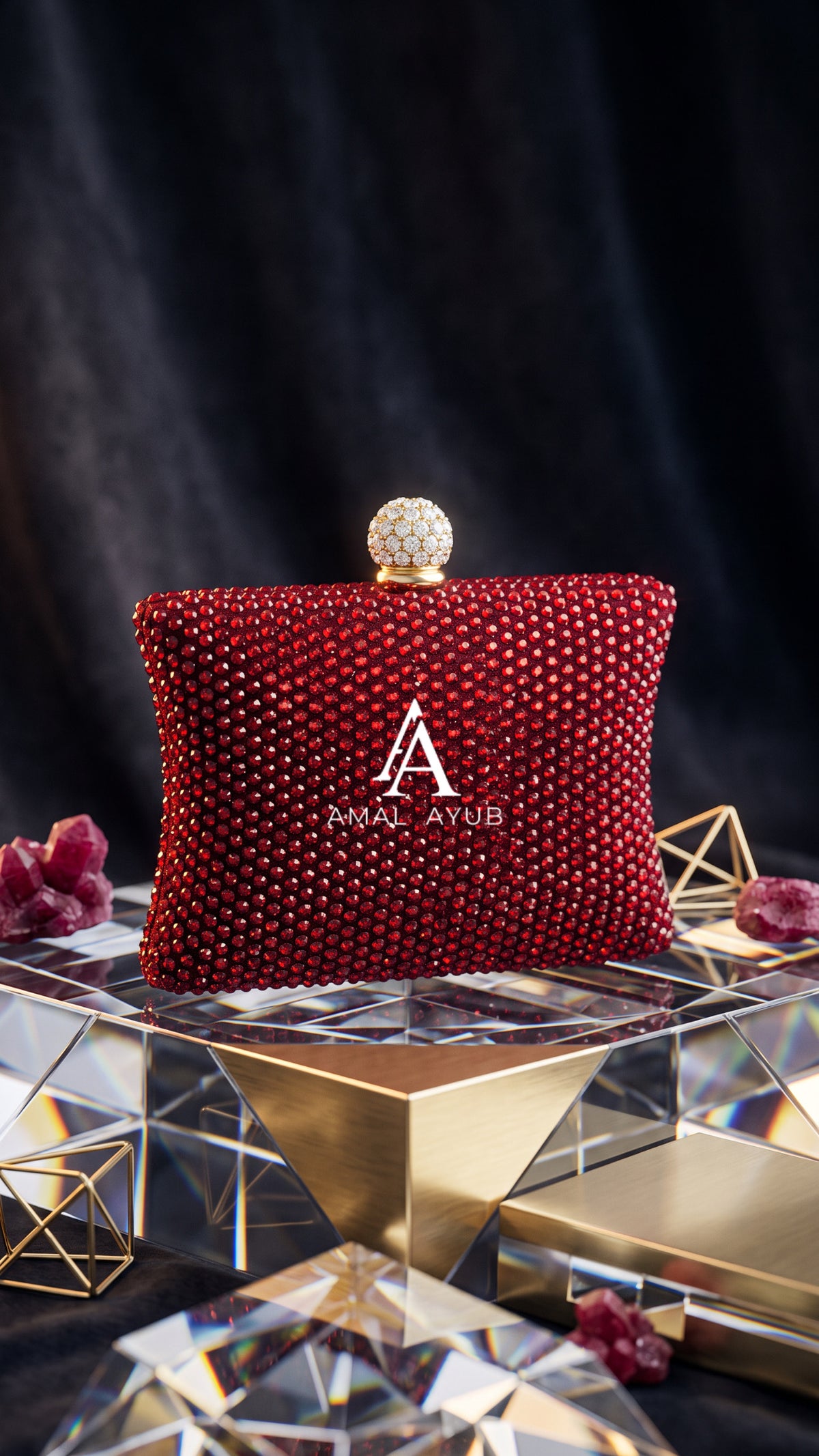 Swarovski Red Evening Clutch Bag | Party & Bridal Clutch | Mini Clutch – Amal Ayub