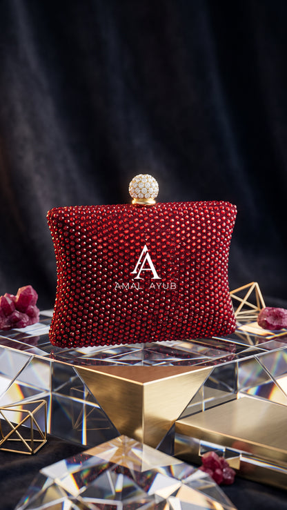 Swarovski Red Evening Clutch Bag | Party & Bridal Clutch | Mini Clutch – Amal Ayub