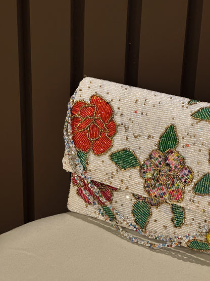 Hand embellished clutch