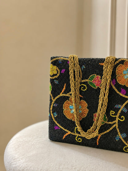 Black Festive Handmade Beaded Evening Purse | Pakistan