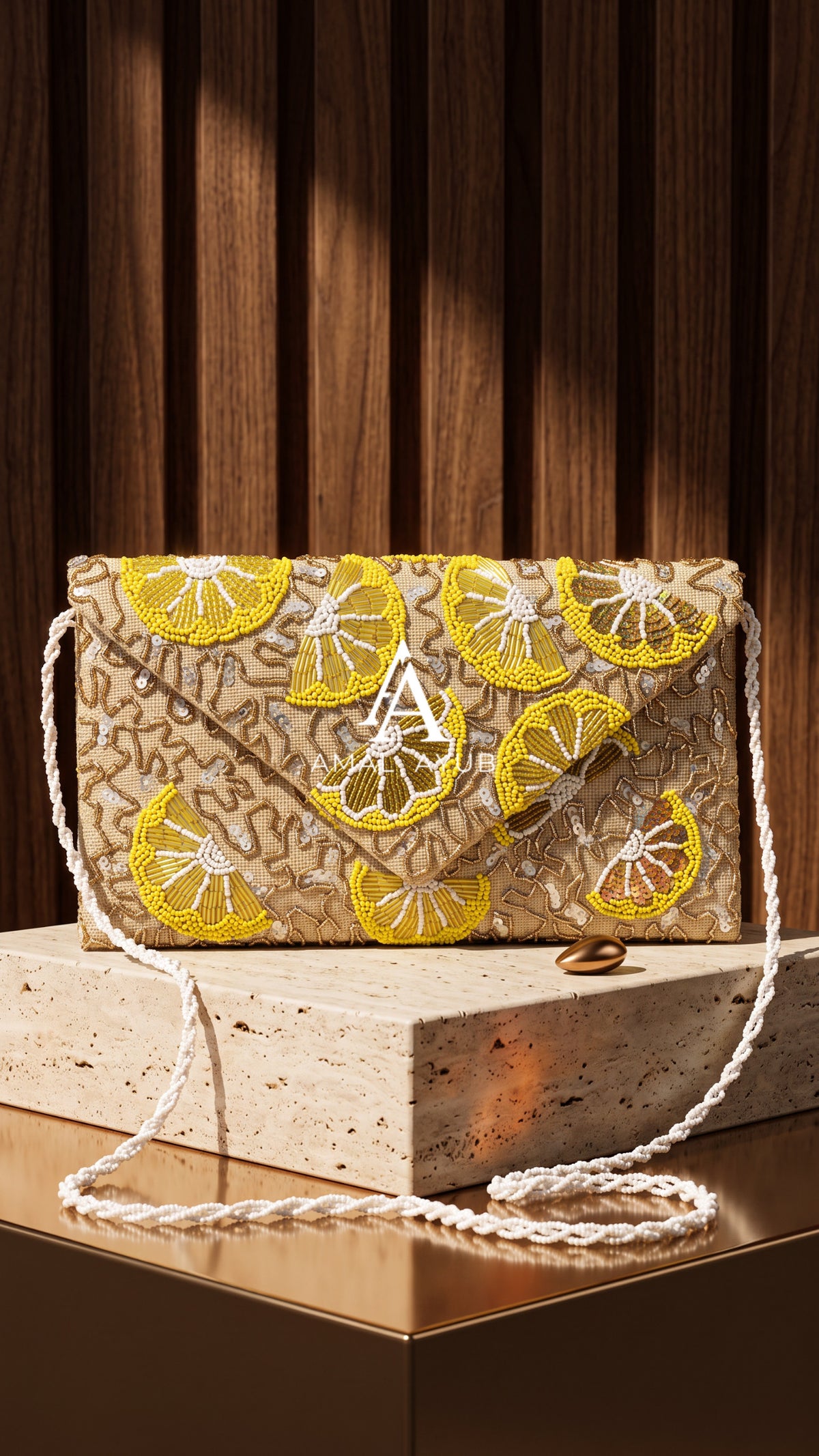 Citrus Beaded Clutch Bag | Handmade Luxury Evening Bag by Amal Ayub