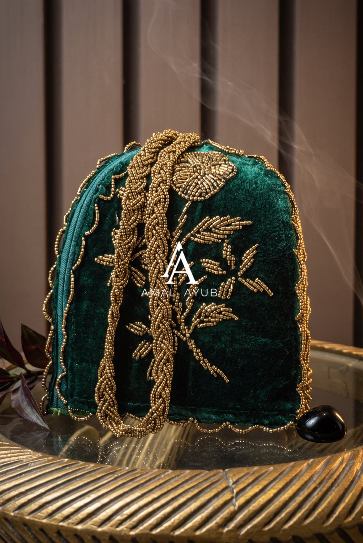 Beaded Green Potli Handmade bag | Parties and Weddings