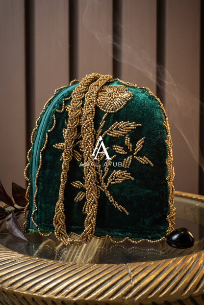 Beaded Green Potli Handmade bag | Parties and Weddings