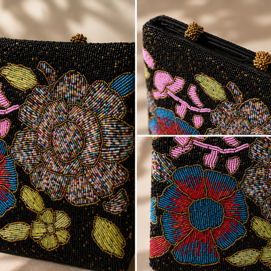 Black Bloom Multi Floral Bag | Evenings and Wedding bag  for ladies and girls