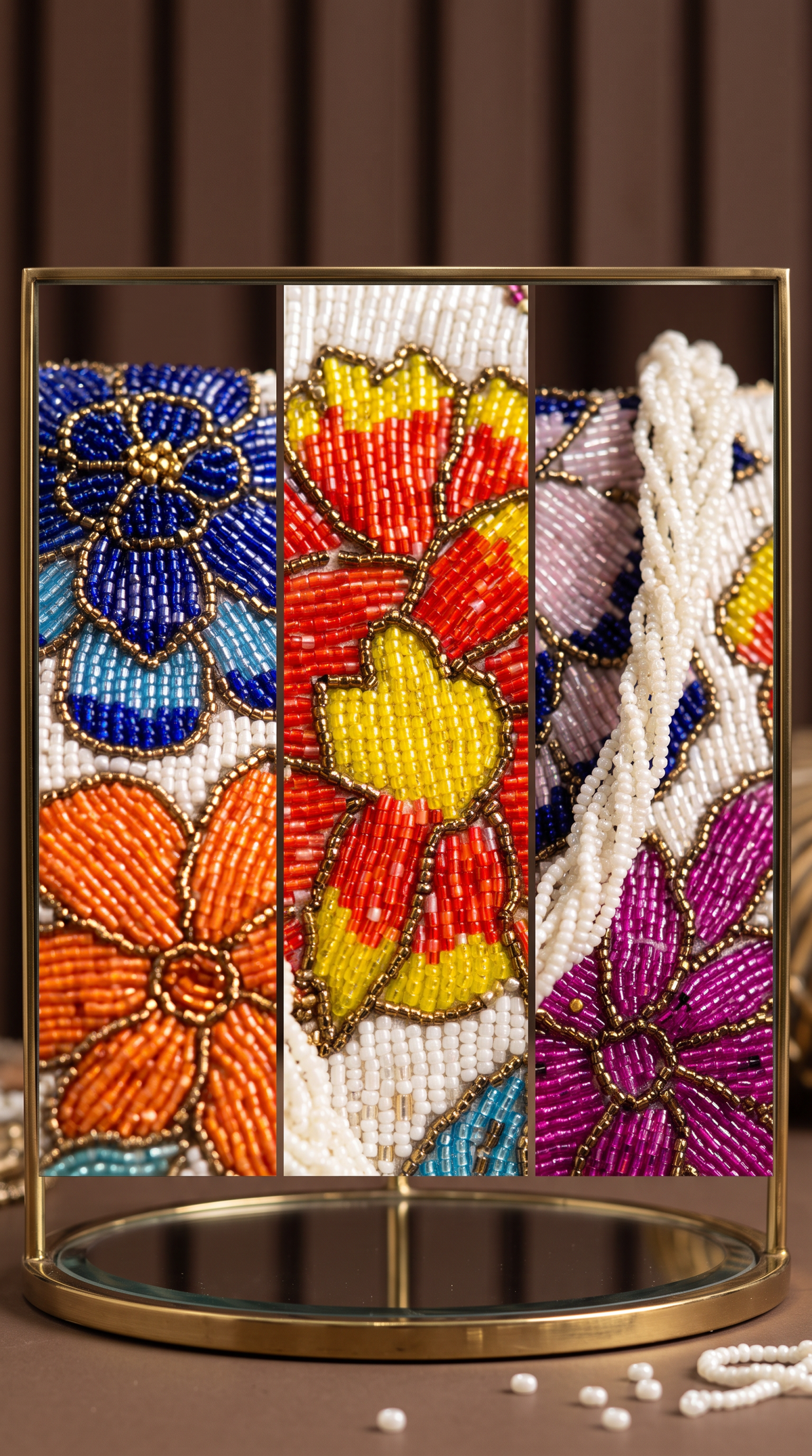 Beaded Multicolor Floral HandBag – Ivory | Amal Ayub