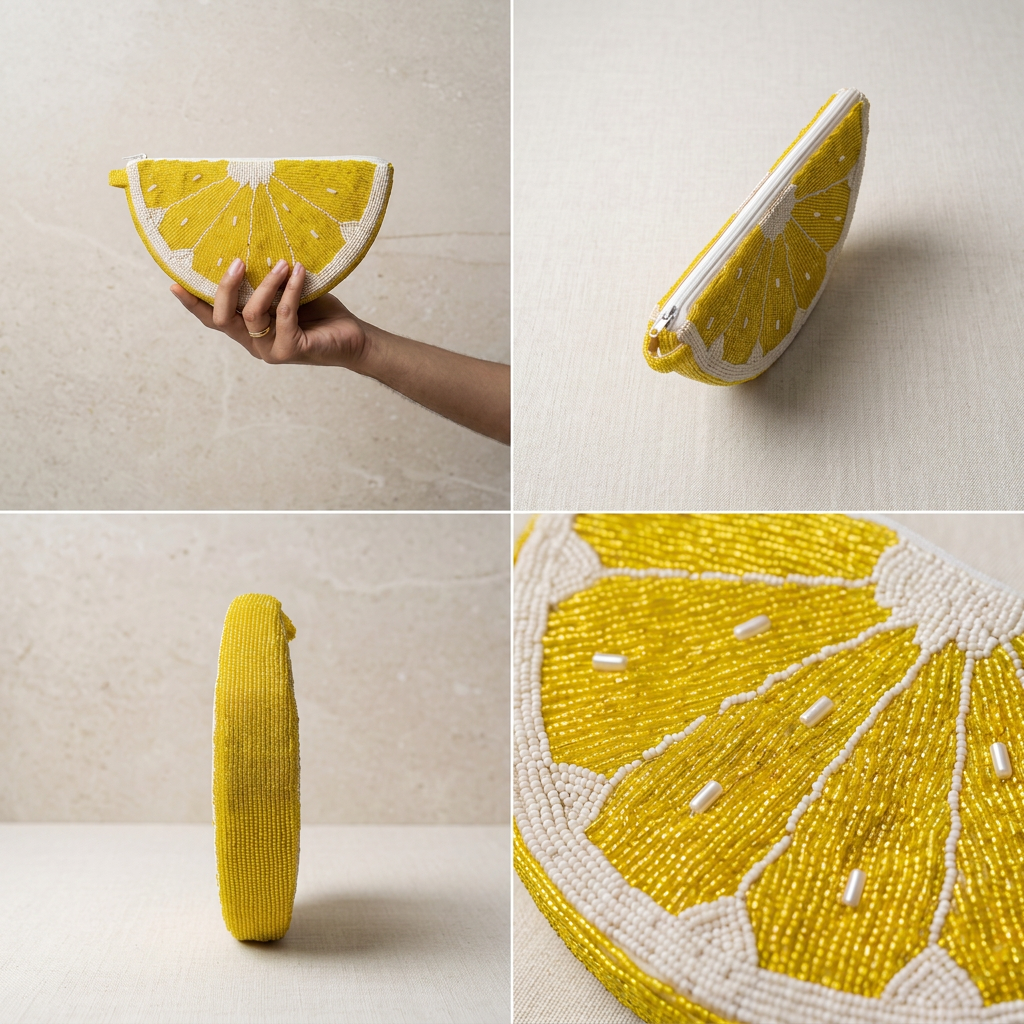 Golden Yellow Citrus Beaded Clutch