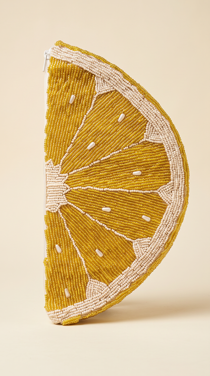Golden Yellow Citrus Beaded Clutch