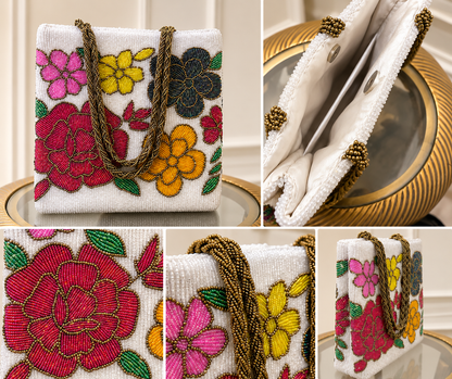 Floral Beaded Handbag for ladies | Weddings and Parties
