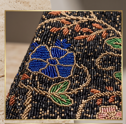 Black Beaded Vine Shoulder Bags | Amal Ayub