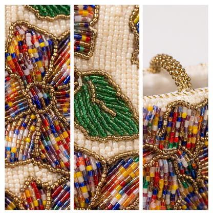 Beaded Mosaic Multi floral Handbag | Amal Ayub